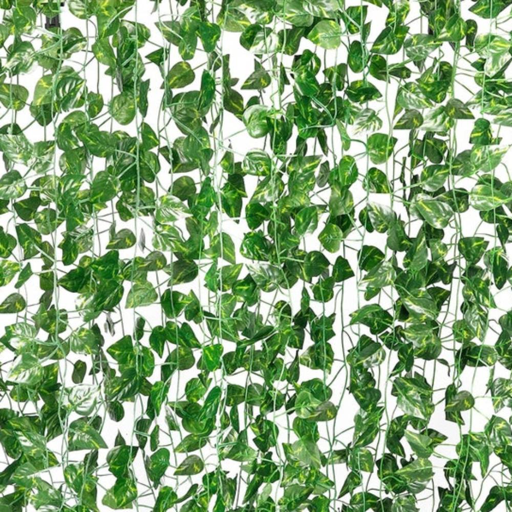 12PCS Fake Ivy Leaves Artificial Ivy Garland Greenery Decor Faux Green Hanging Plant Vine Wall Party Wedding Home Indoor Outdoor Decoration