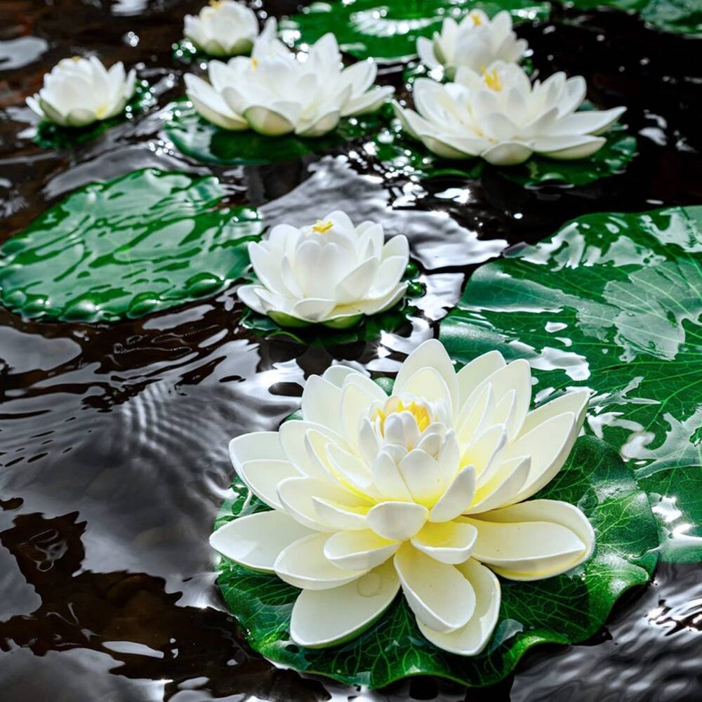 Clearance-Diamond Art - Lotus Flower in <Pond & Roses in White