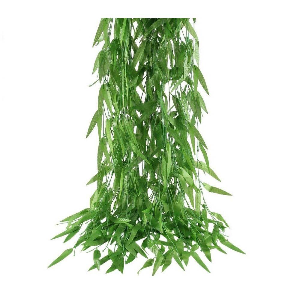 Artificial Weeping Willow Hanging Vines Fake Willow Rattan Bamboo Leaves Ivy Vine Leaves Faux Garland for Home Hotel Office Wedding Party Garden Decor