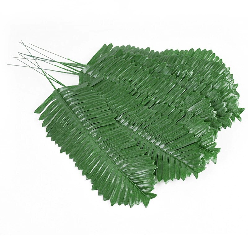 10 Pack 15 inch Artificial Monstera Leaf Palm Leaves Fake Green