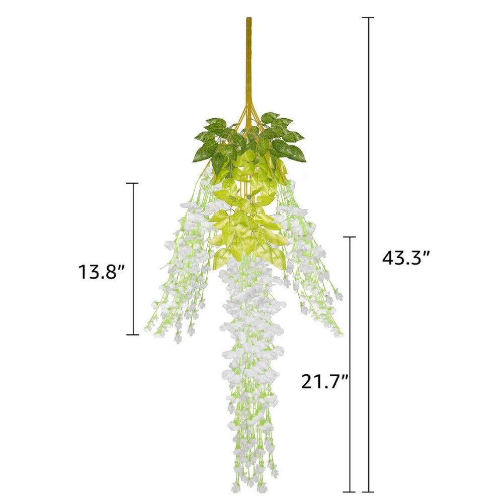 12pcs Artificial Wisteria Vine Hanging Rattan Garland Silk Flower for Wedding Party Home Garden Outdoor Ceremony Floral Décor, Pink