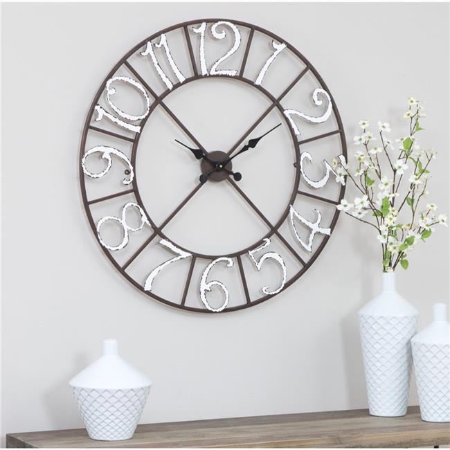 Aspire Home Accents 5926 Zandra Metal Wall Clock, Brown Wall Art