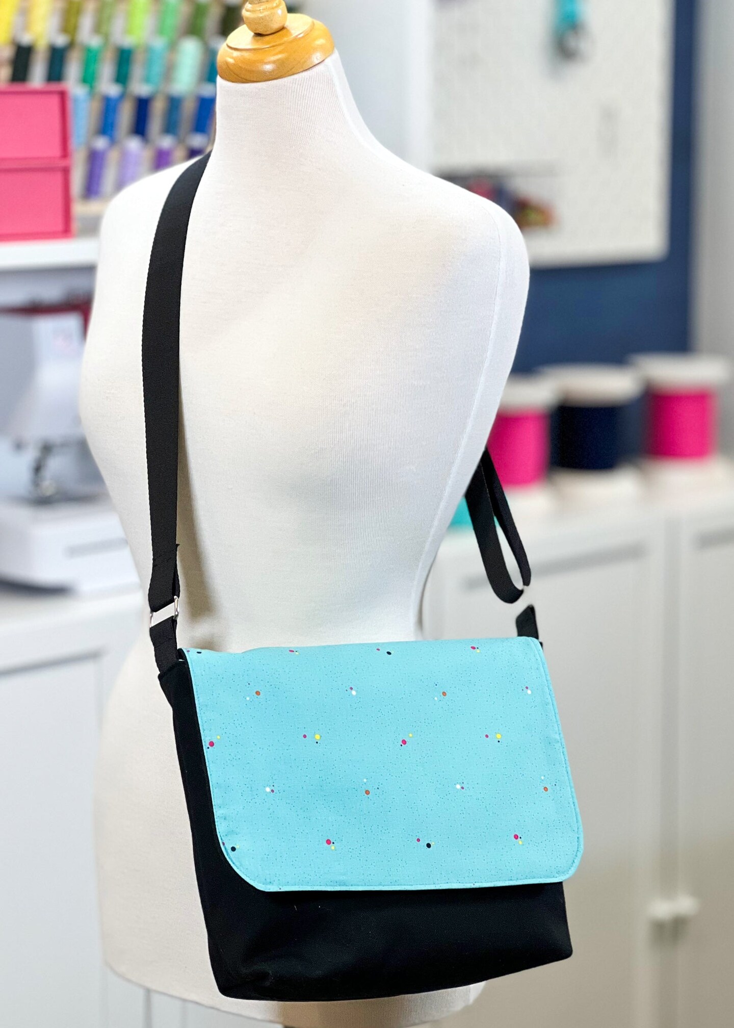 Messenger Bag Sewing Kit Black with Turquiose Sewing Kits Michaels