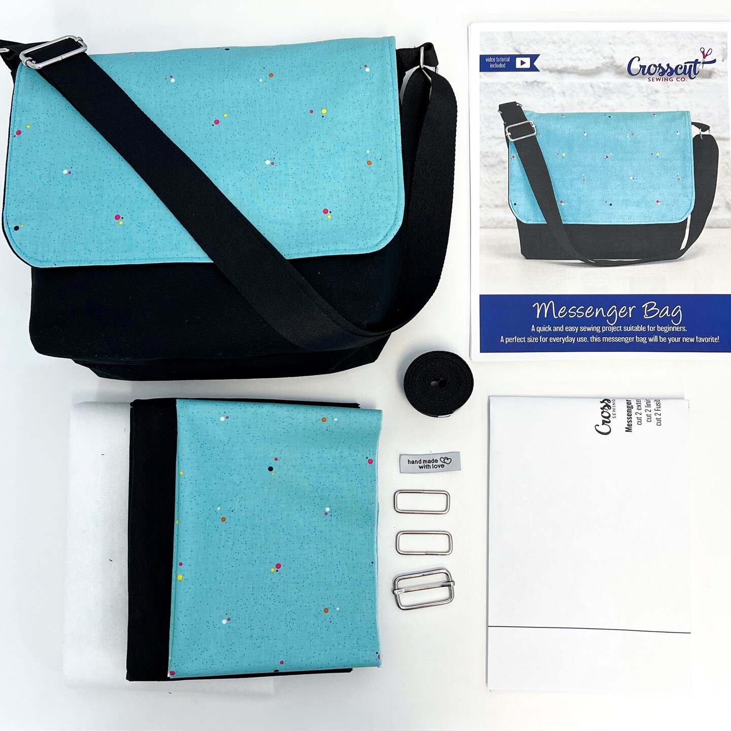 Messenger Bag Sewing Kit Black with Turquiose Sewing Kits Michaels