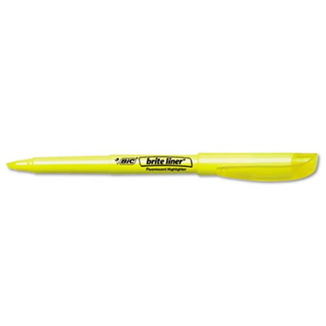 Bic BL11 YEL Brite Liner Highlighter, Chisel Tip, Fluorescent Yellow Ink, 1 Dozen Highlighters
