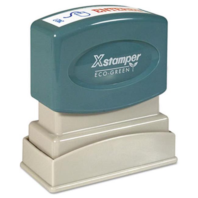 Xstamper. EcoGreen 2027 TwoColor Title Stamp, ENTERED, BlueRed