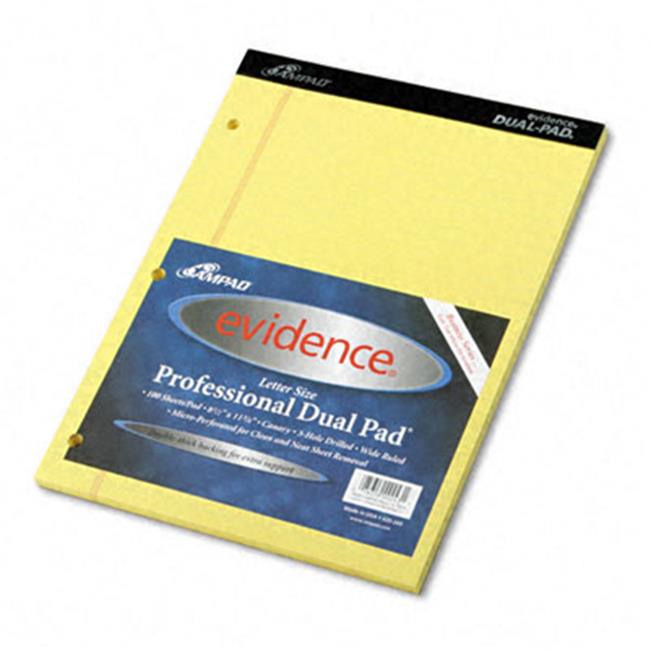 Ampad 20243 Evidence Dual Ruled Pad Legal/Wide Rule 81/2x113/4 Canary