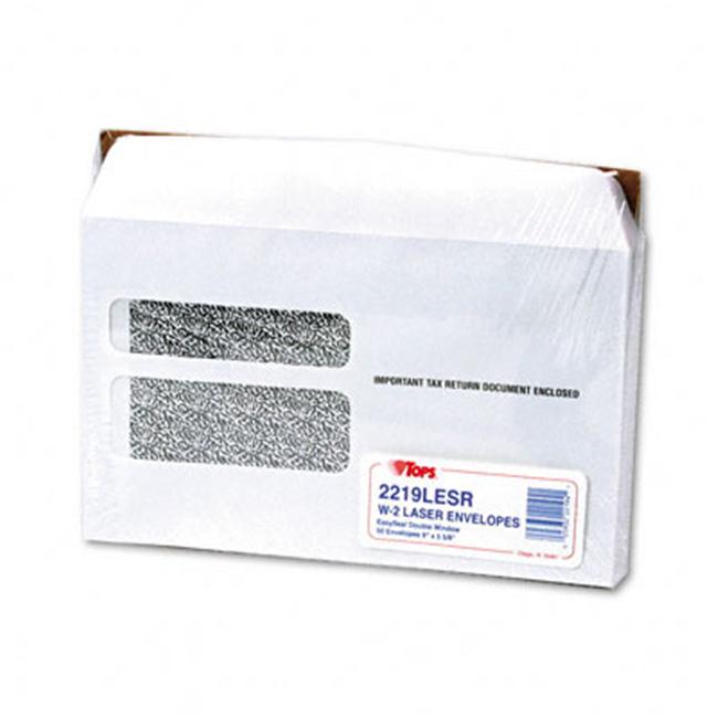 Tops 2219LESR Double Window Tax Form Fast Close Envelope/W-2 Laser ...