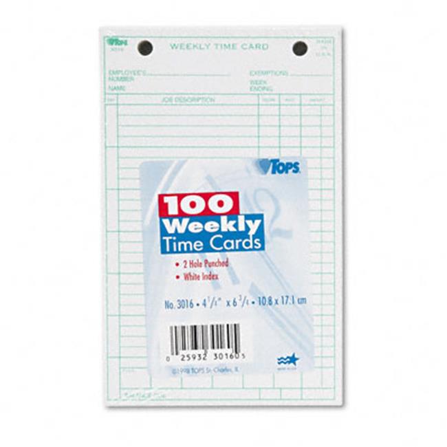 Tops 3016 Employee Time Card Weekly 41/4 x 63/4 100 per Pack