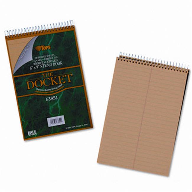Tops 63851 Spiral Steno Notebook Gregg Rule 6 x 9 Canary 80 Sheets/Pad