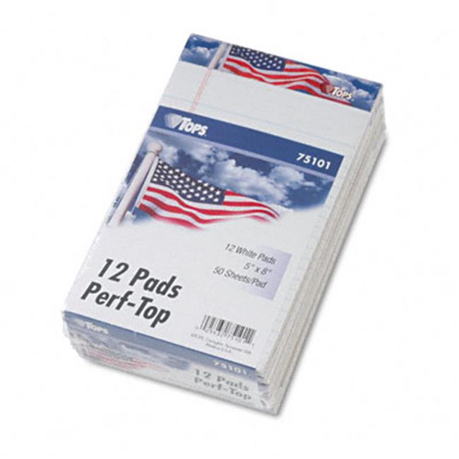 Tops 75101 American Pride Writing Pad Jr. Legal Rule 5x8 White 12 50