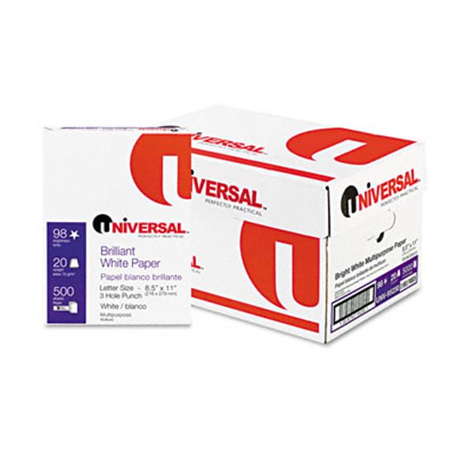 Universal 95230 Copy/Laser Paper ThreeHole 98 Brightness 20lb White 5