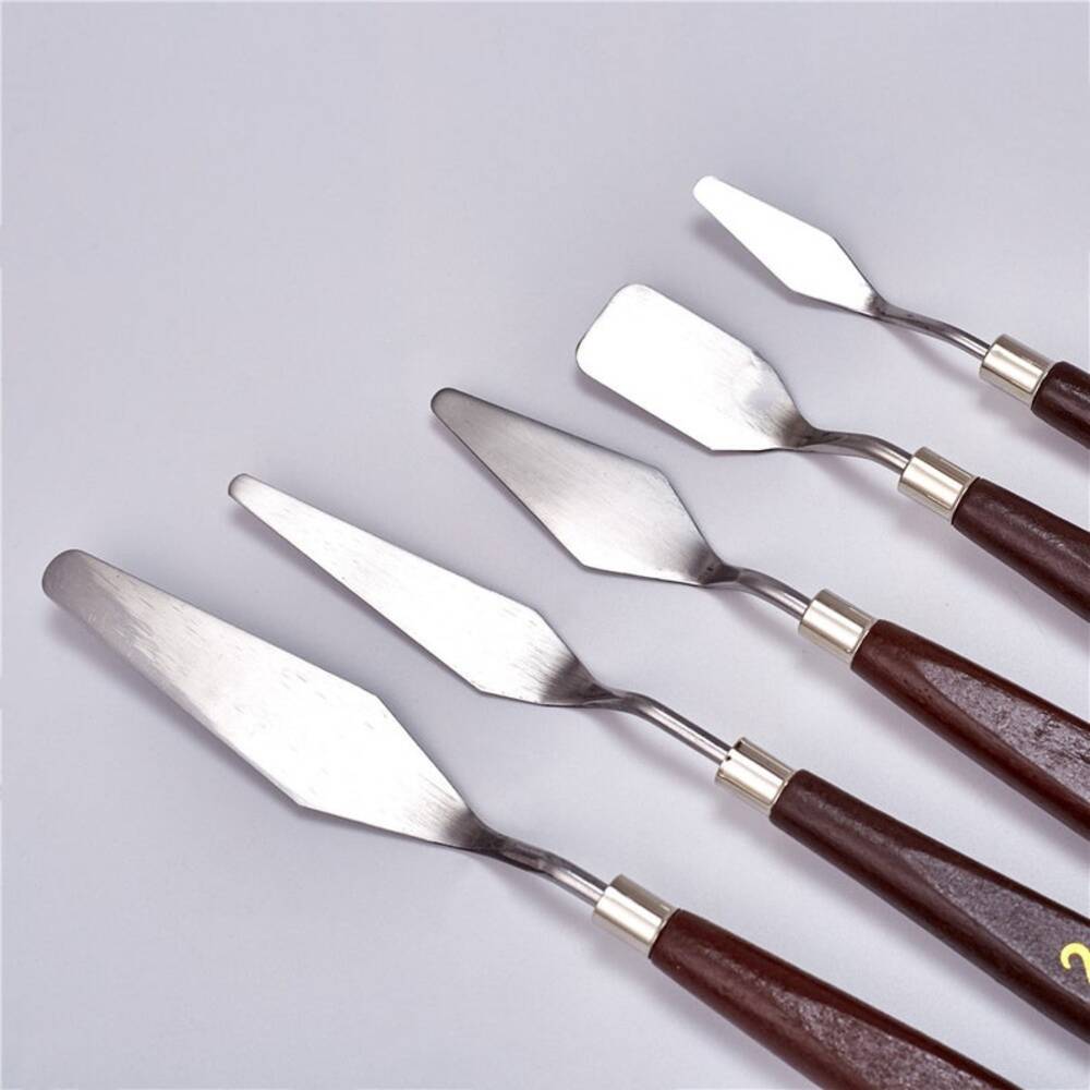 5Pcs Stainless Palette Knife Oil Painting Steel Spatula Mixing Scraper Set 3D Print Removal Tool Artist Knives