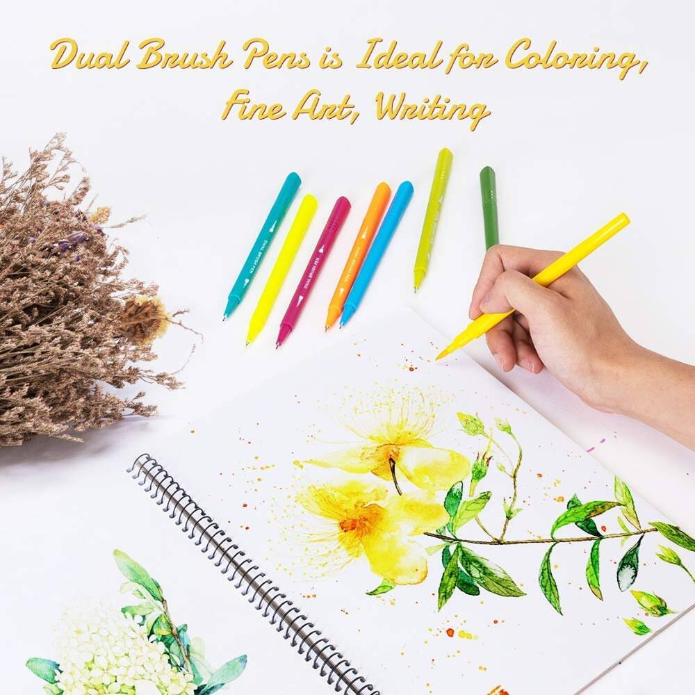 24 Dual Tip Brush Pen Art Markers Calligraphy Brush Pens Lettering Brush Fine Tip Marker Coloring Sketching Writing Journaling