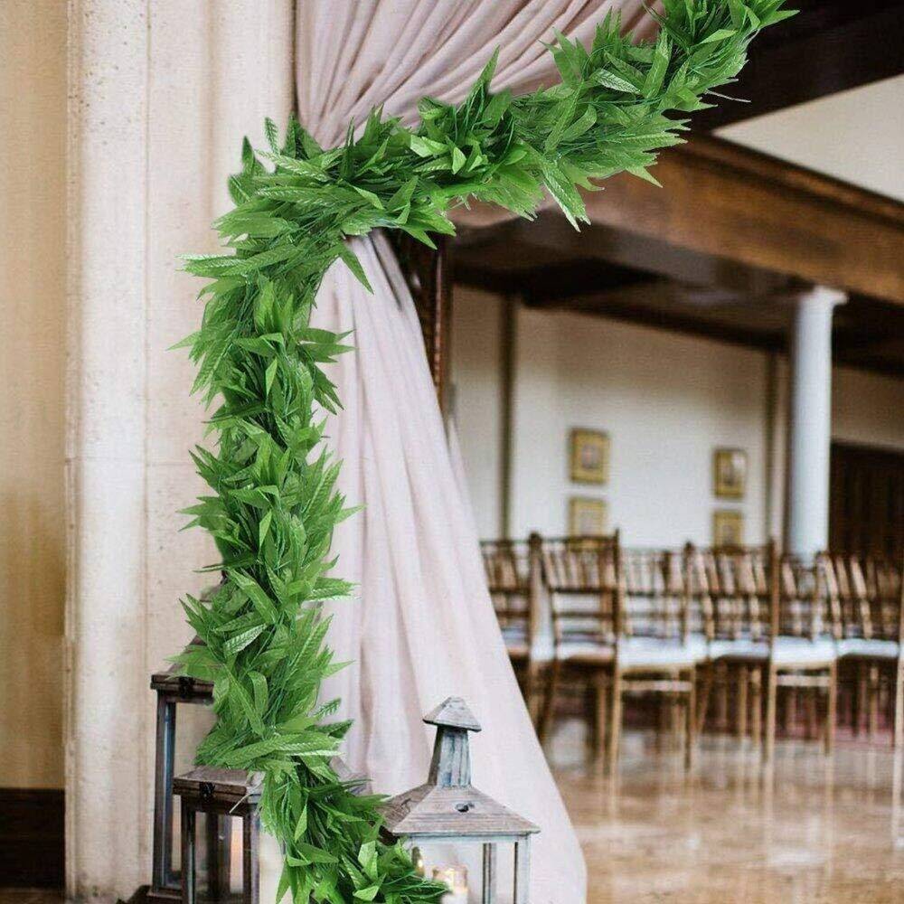 Artificial Weeping Willow Hanging Vines Fake Willow Rattan Bamboo Leaves Ivy Vine Leaves Faux Garland for Home Hotel Office Wedding Party Garden Decor