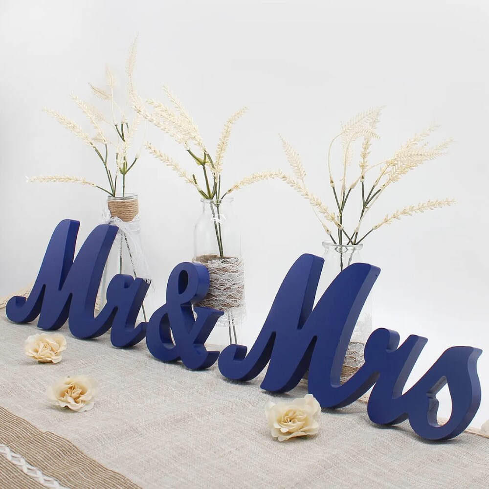 Royal Blue Mr &#x26; Mrs Sign Wooden Letters Wedding Table Decor Wedding Gift