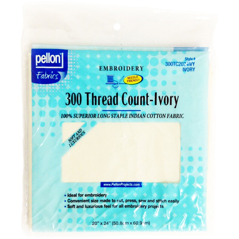 Ivory 20&#x22;X24&#x22; - 300 Thread Count Cotton Fabric For Embroidery