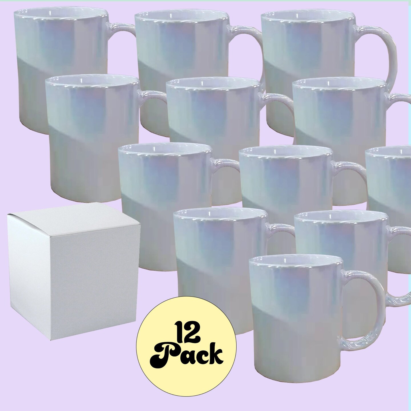 12 Pack 11 oz Pearl Iridescent Professional Grade Sublimation Mug- Sublimation Series - With Individual White Gift Box