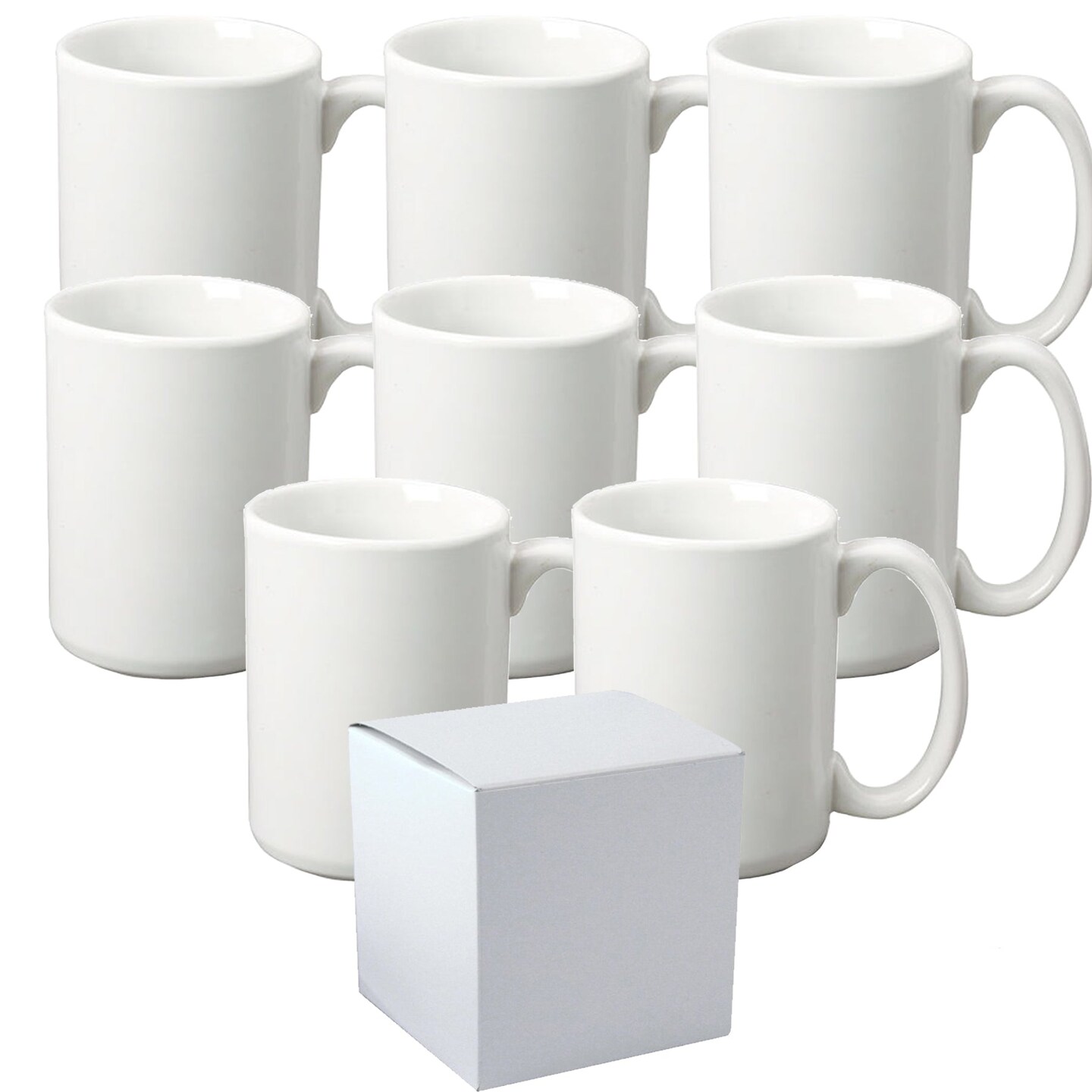 8 Pcs 15OZ El Grande White Sublimation Mugs With White Boxes