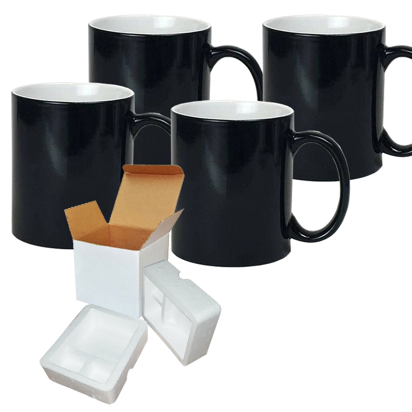 4 Pcs 11OZ Color Changing Sublimation Mugs With Foam Support Boxes