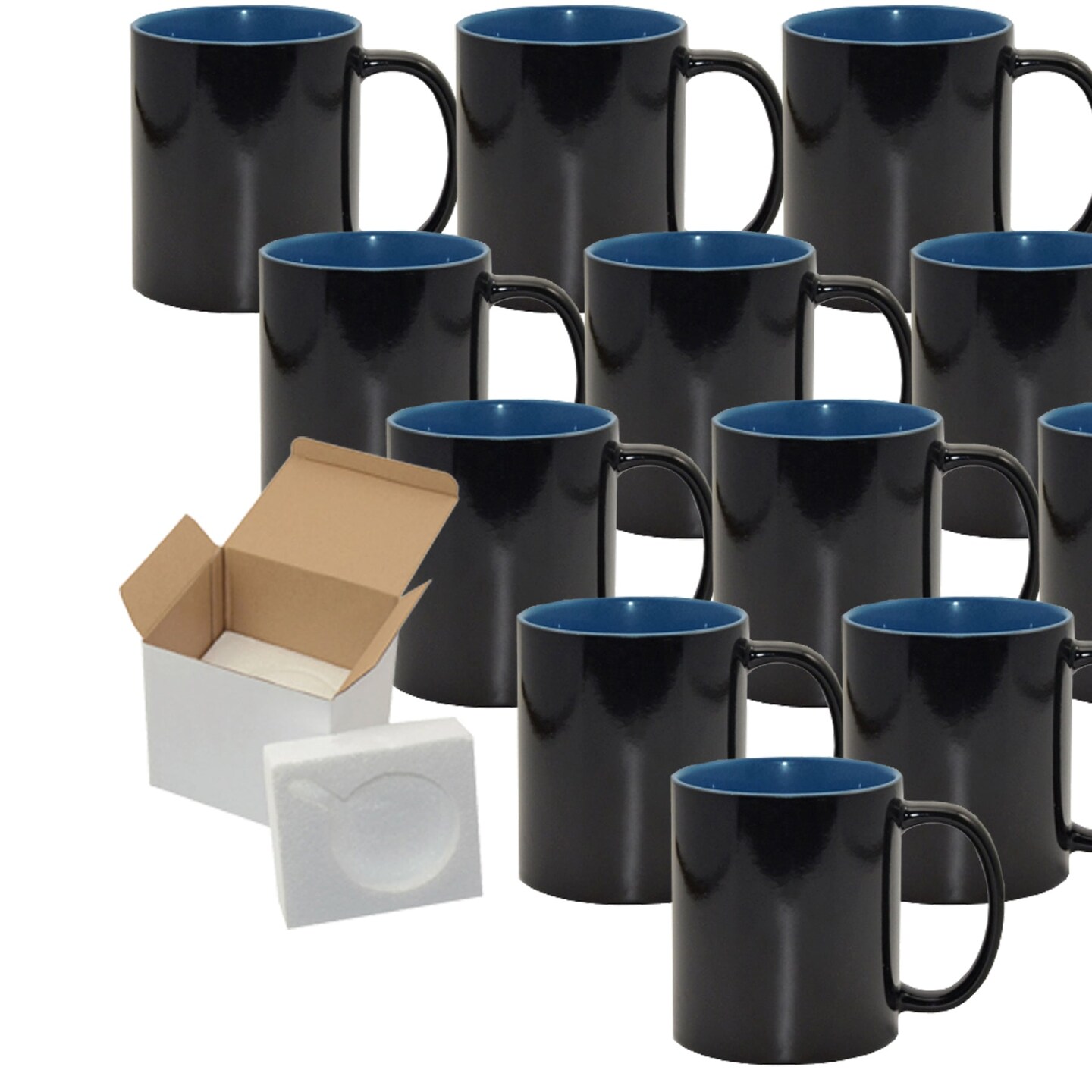 12 Pack 11oz Blue Inner Magic Color Charging Sublimation Mugs
