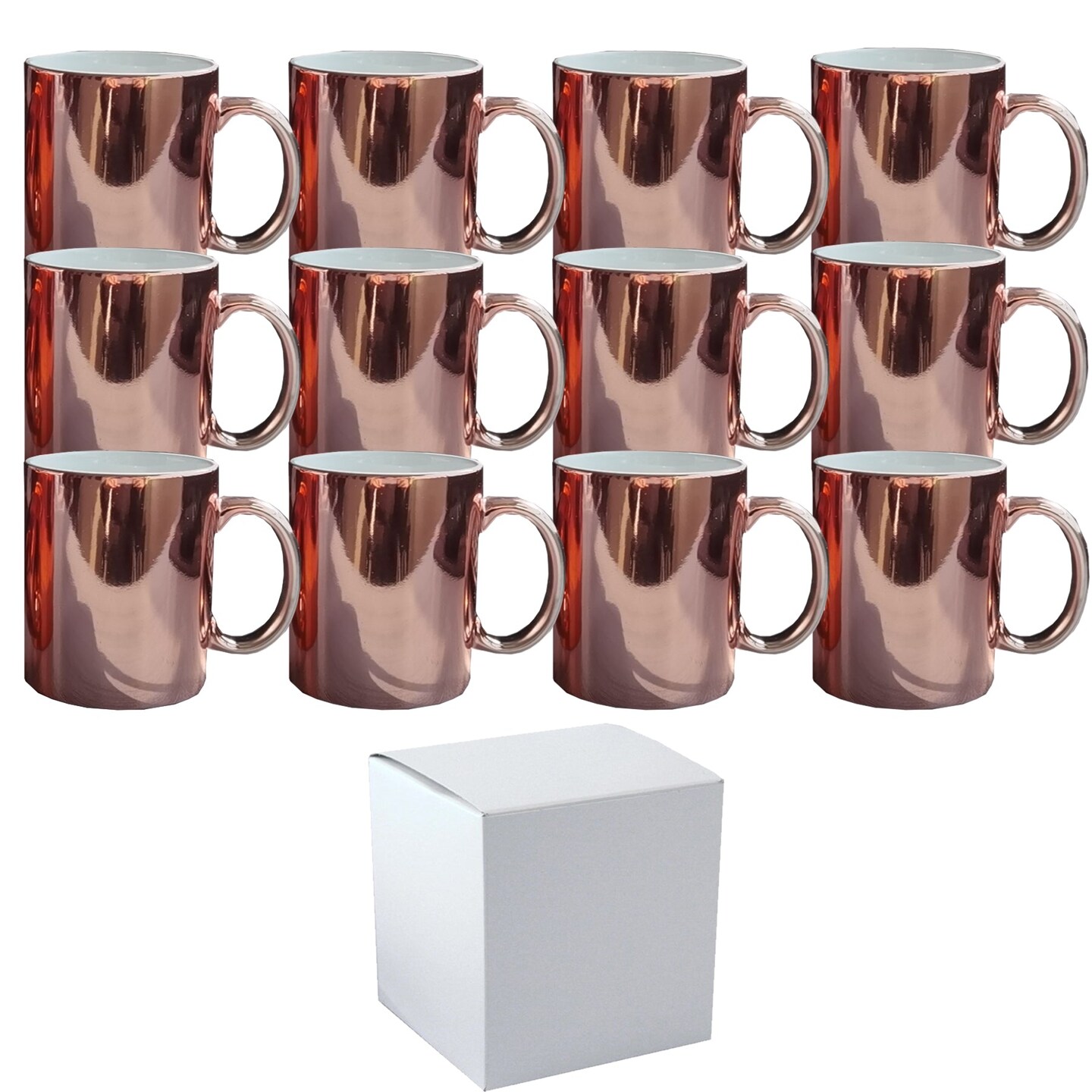 12 PACK 11 oz Metallic Copper Professional Grade Sublimation Mug- Sublimation Series - With Individual White Gift Box