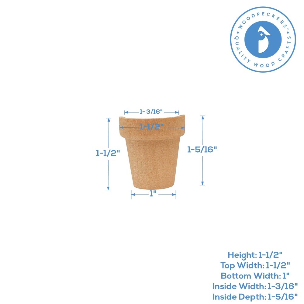 Unfinished Flower Pot Half, Multiple Sizes Available, Small Craft Pots for Signs | Woodpeckers