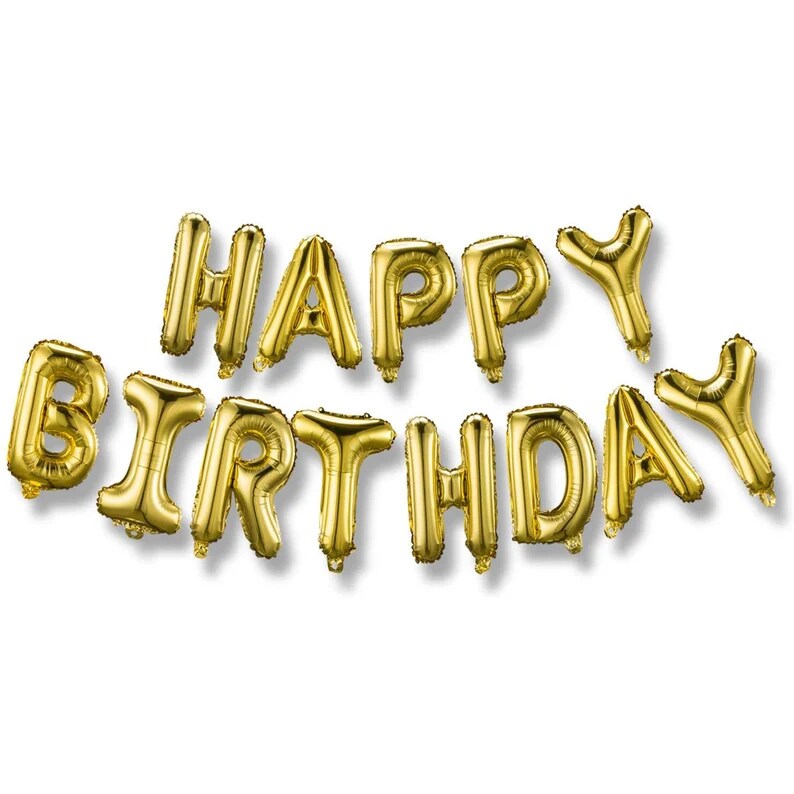 16 inch 3D Gold Happy Birthday Balloons Foil Letters Balloons