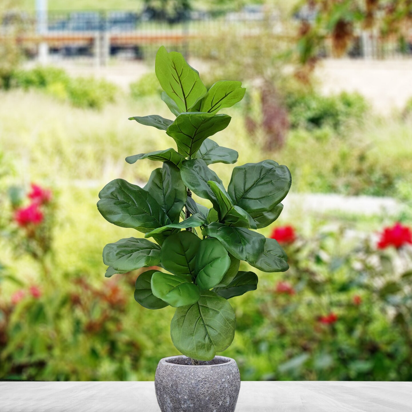 Elegant 40" Silk Fiddle Leaf Ficus Tree Lifelike Artificial Greenery Perfect for Home