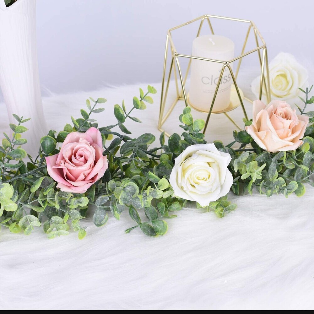 2 Pack Artificial Vines Faux Eucalyptus Garland Greenery Hanging Leaves Arch Wedding Centerpiece Decoration Birthday Party Decor