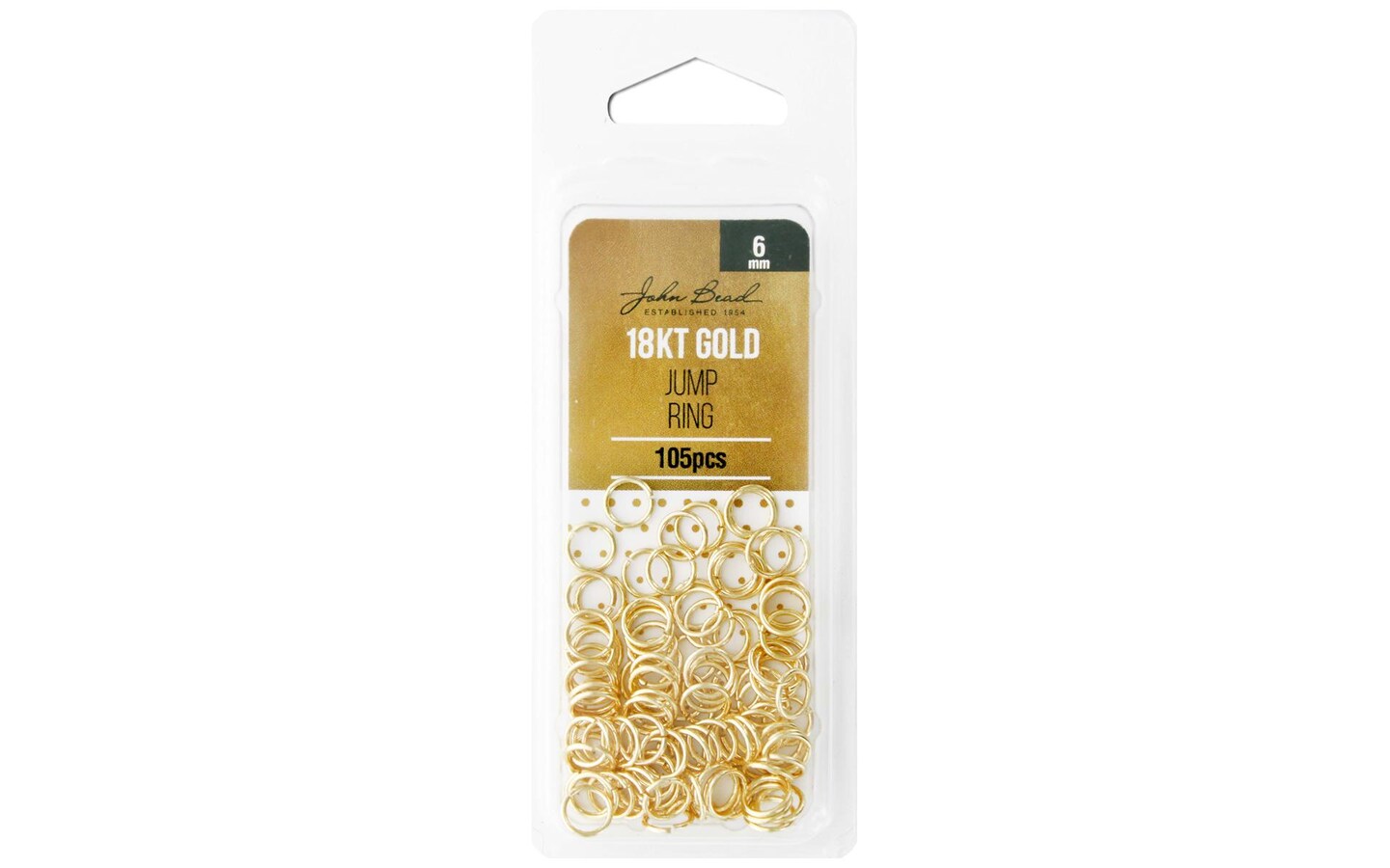 John Bead Jump Ring 6mm 21ga Gold Plated 105pc