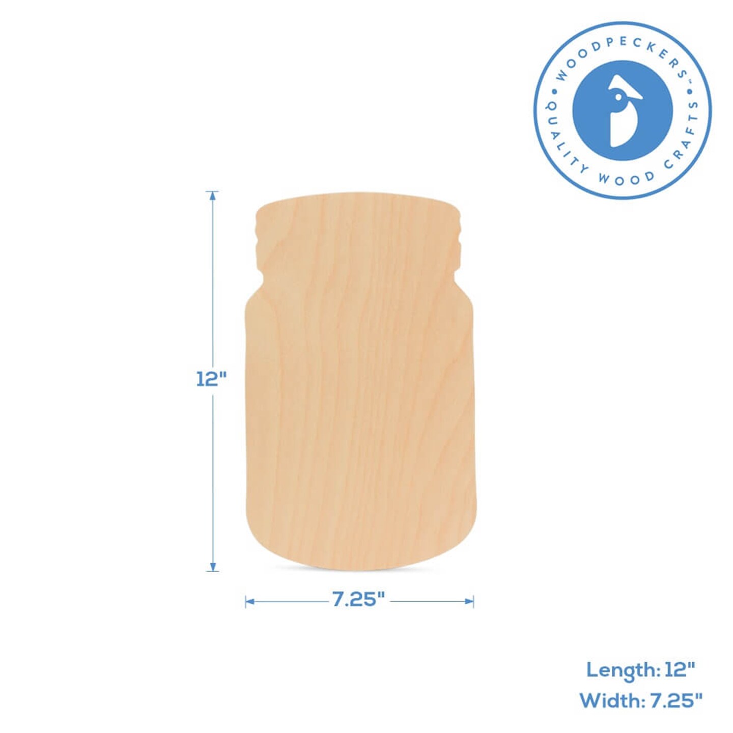 Wooden Mason Jar Cutout, Multiple Sizes Available, Unfinished Craft & DIY Rustic Decor | Woodpeckers