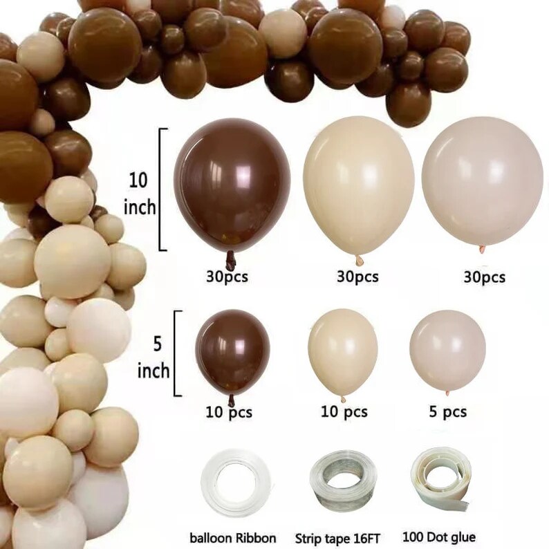 Coffee balloon arch kit Caramel balloon garland kit Boho Brown Beige Nude Balloons for Baby Shower Gender Reveal Wedding Birthday Party Decoration