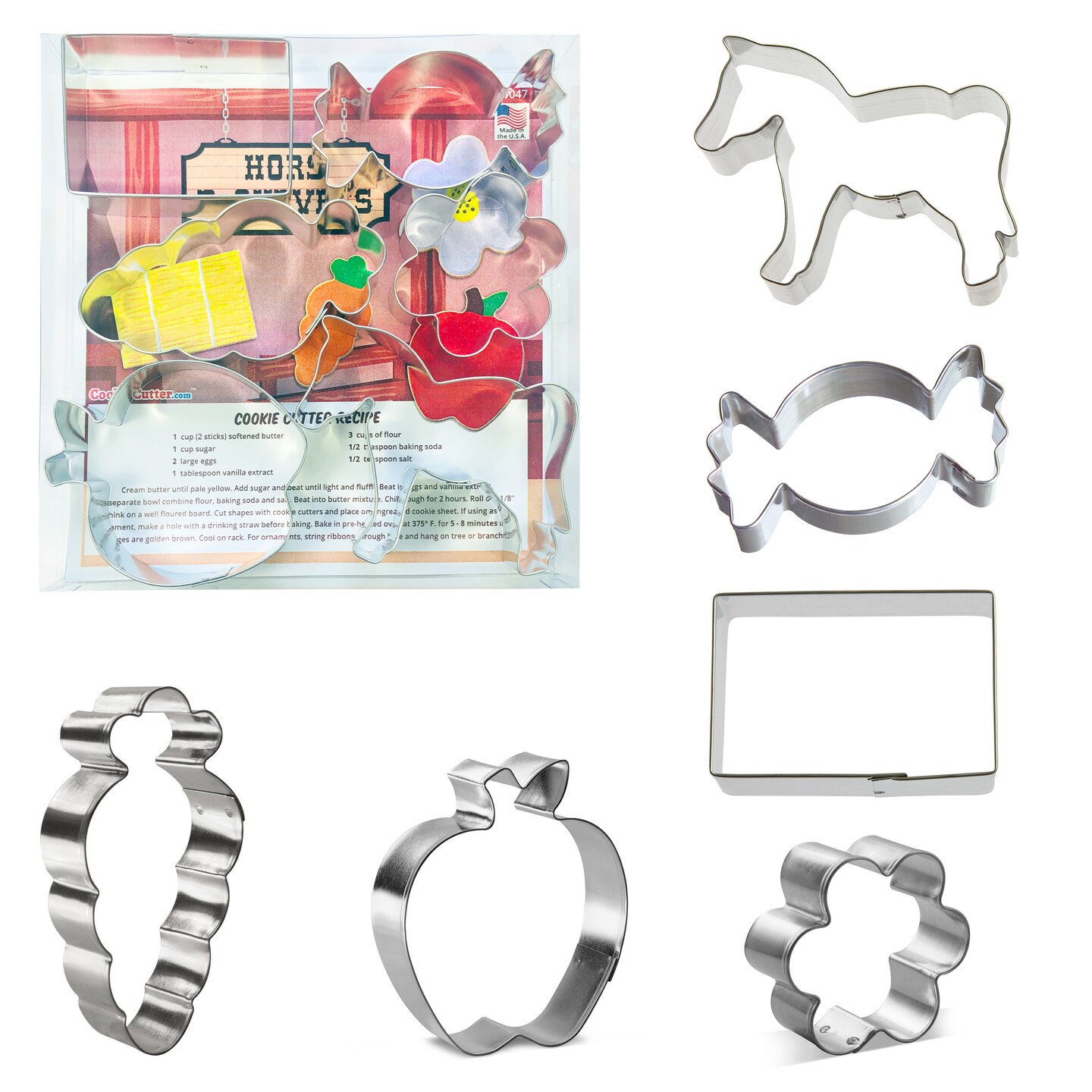 6 Piece Hors D'Oeuvres Cookie Cutter Set Horse, Hay