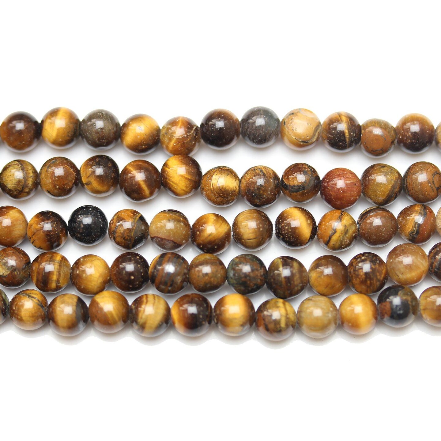Yellow Tiger Eye (B Grade) Round Beads Natural Stone, Shell & Pearl