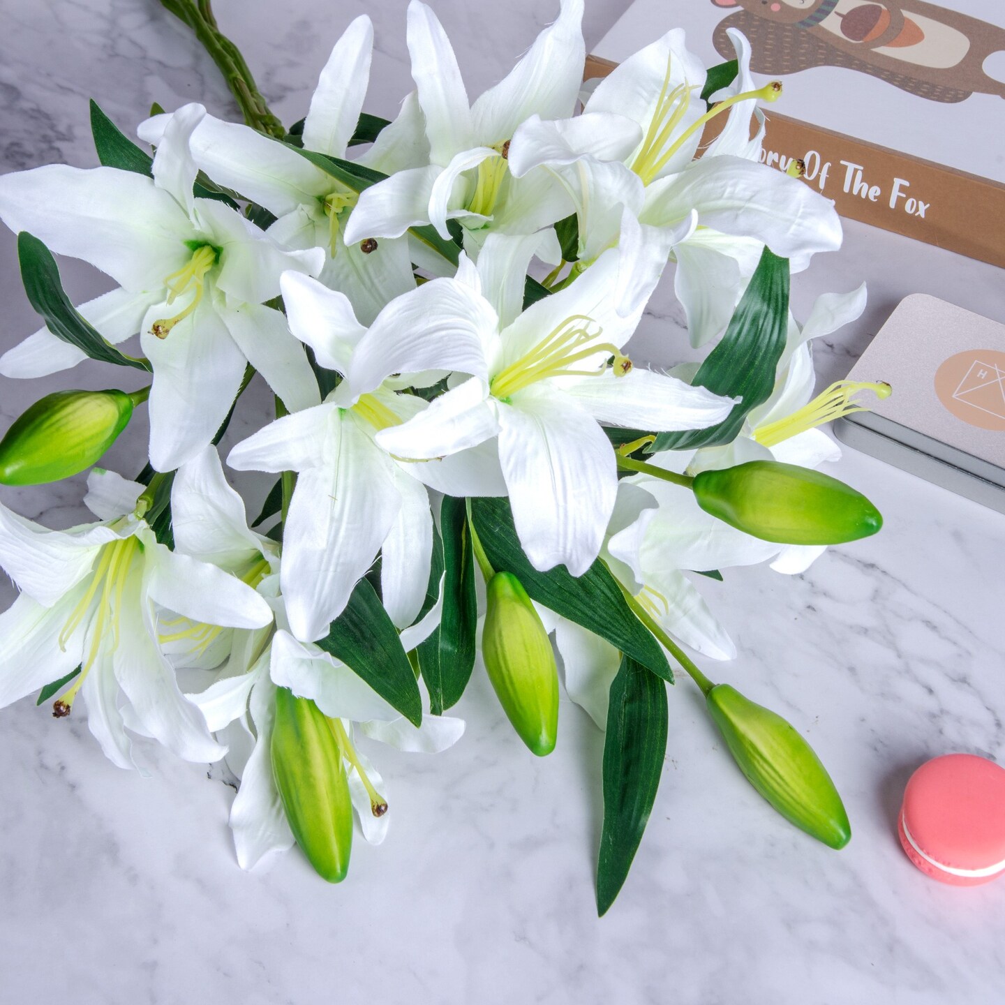 Lily Artificial Flowers Bulk 30” Long Stems 12 Silk Flower Heads Bouquet, Wedding Decoration Office DIY Indoor Home Decor Mothers Day Gift, 3pcs