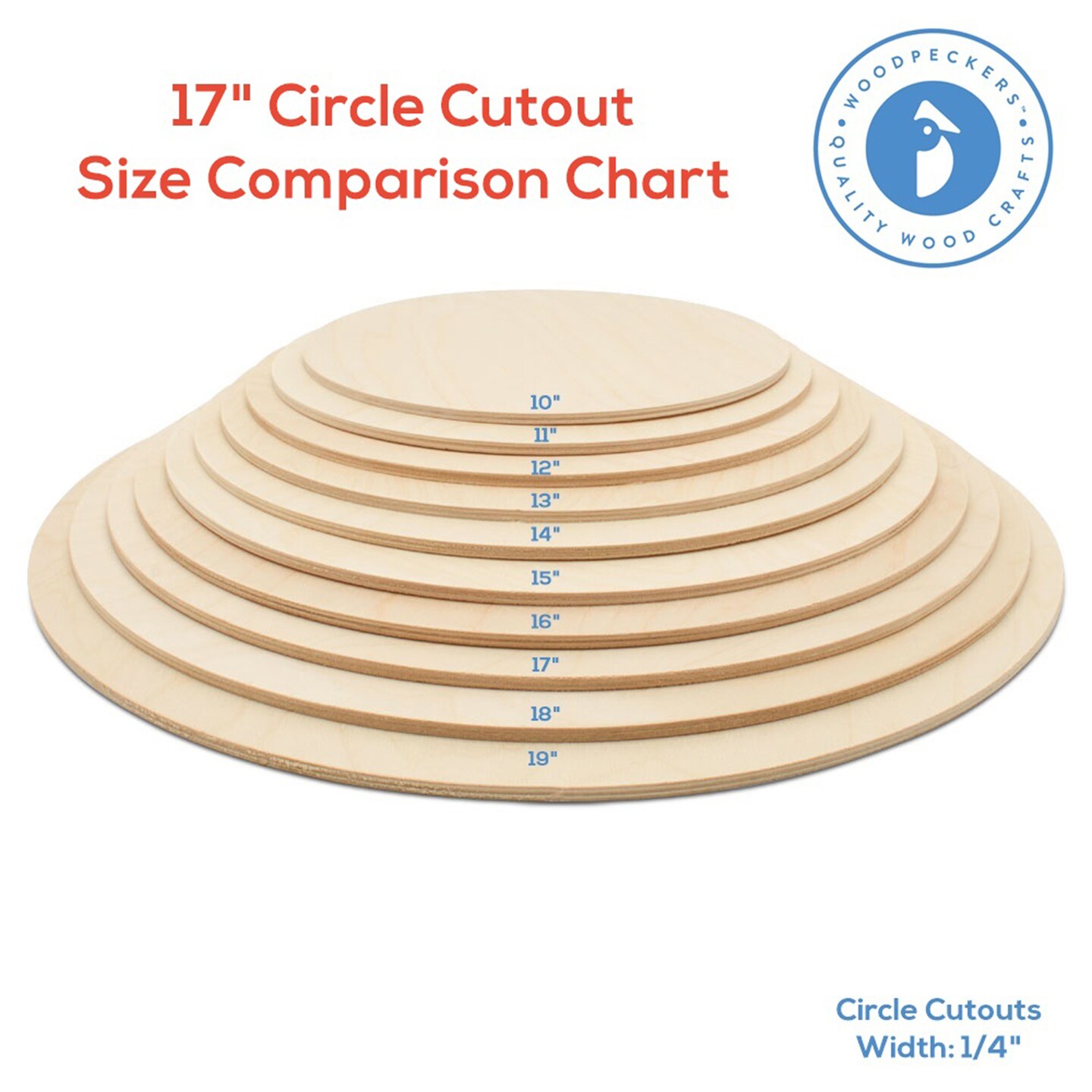Wood Circles 17 inch, 3 Thicknesses, Unfinished Birch Sign Plaques | Woodpeckers