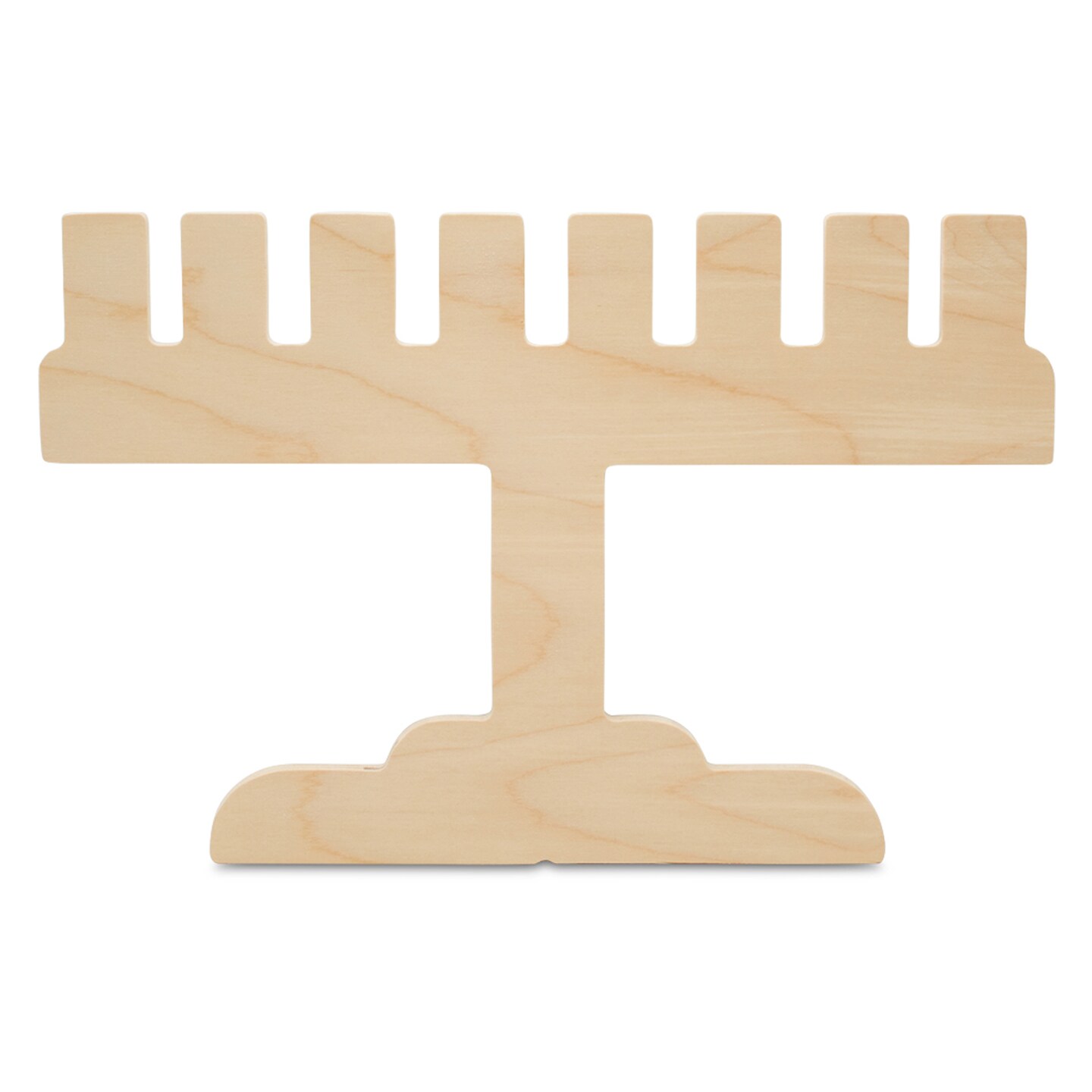 Wooden Menorah Cutout, Modern Shape, for Hanukkah Decor | Woodpeckers