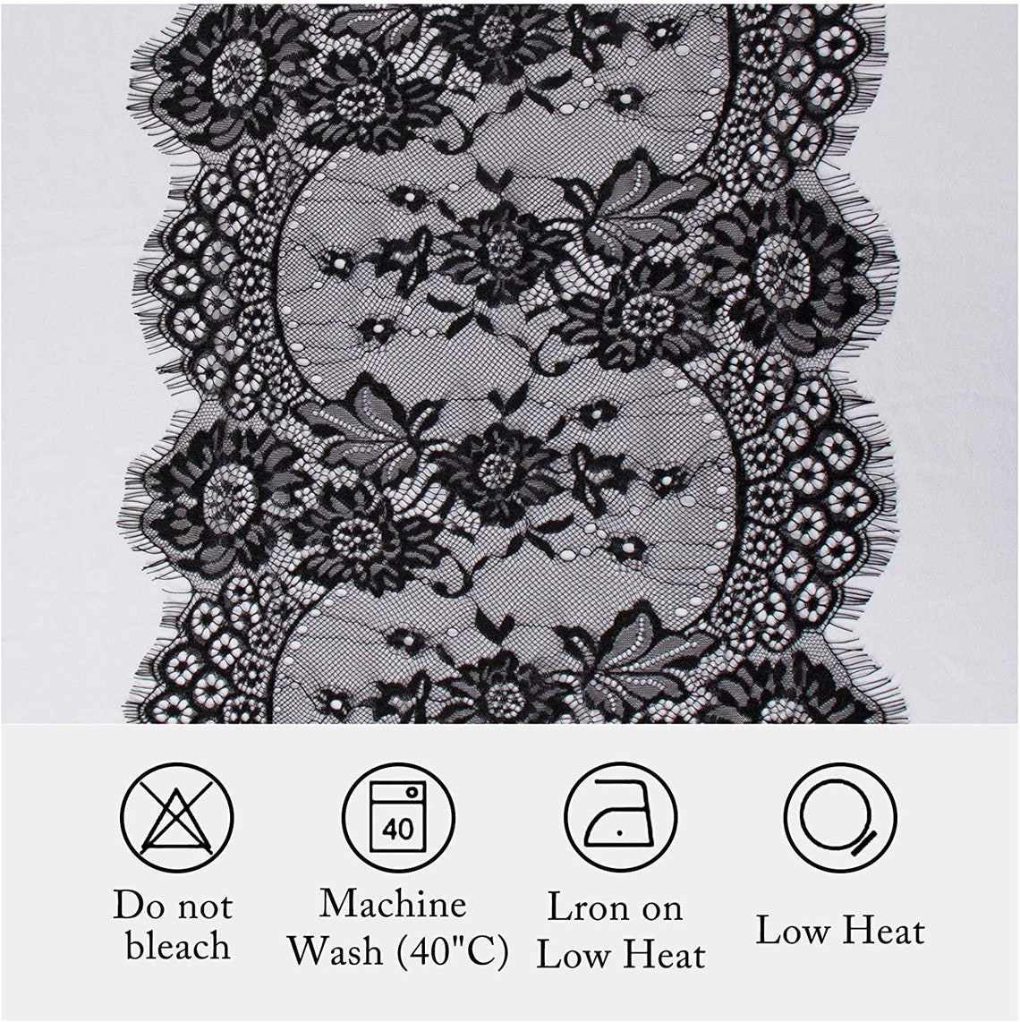 Lace Table Runner Vintage Black Lace Rustic Wedding Table Decor 14 x 120 inches Long