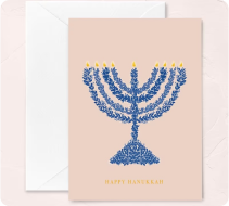 /makerplace/product/happy-hanukkah-greeting-card-chanukah-card-jewish-holiday-card-blush-hanukkah-greeting-card-blue-flower-menorah-card-hanukkah-card-229547417745833984