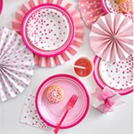 Pink party supplies for Mother's Day celebration