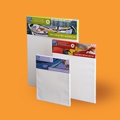 Artist's Loft Canvas level 1, 2 and three canvas on an orange background