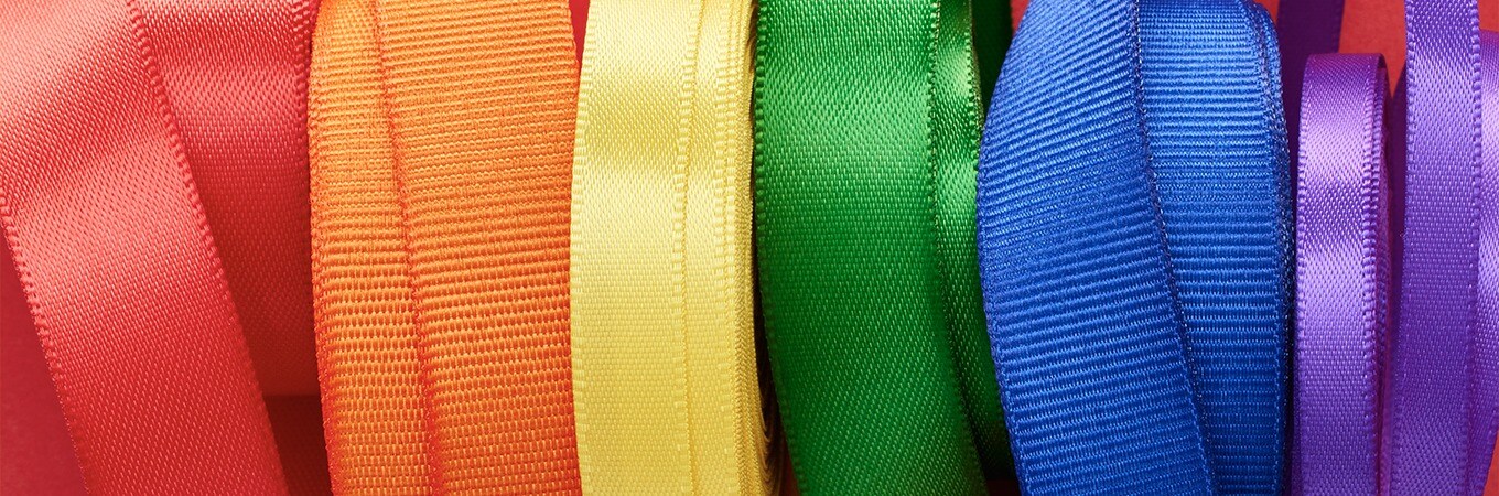 Offray Ribbon, Multi 5/8 inch Rainbow Stripe Grosgrain, 9 feet
