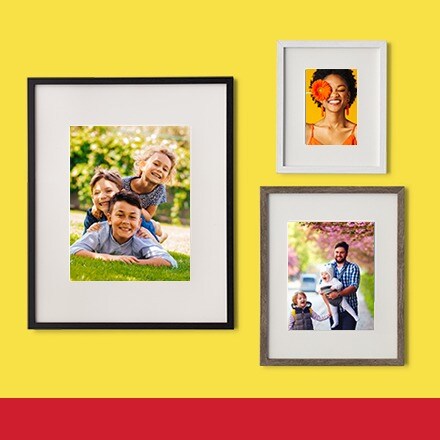 three frames with family photos