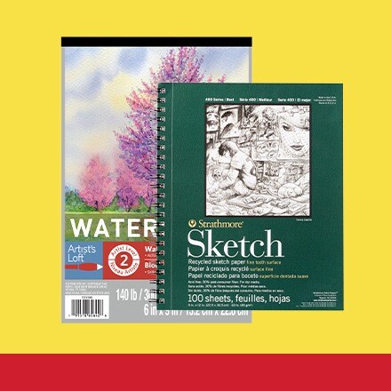 watercolor pad and sketch pad