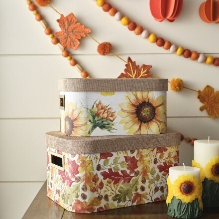 Decorative boxes with Sunflowers design in orange, red and yellow colors