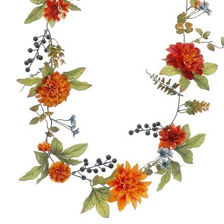 Decorative Garland fall inspired with Sunflowers and Orange Fall leaves