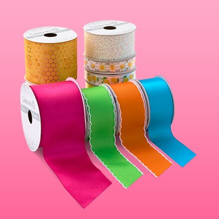 Various colors of ribbon spools