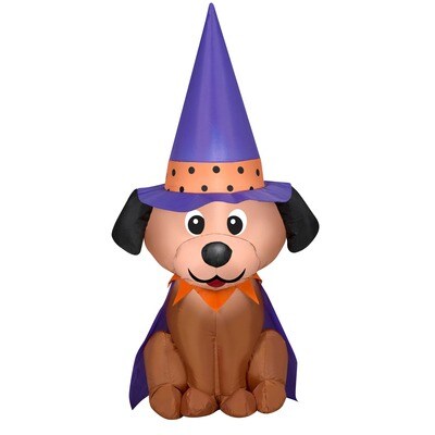 4ft. Airblown® Halloween Inflatable Dog in Witch Hat