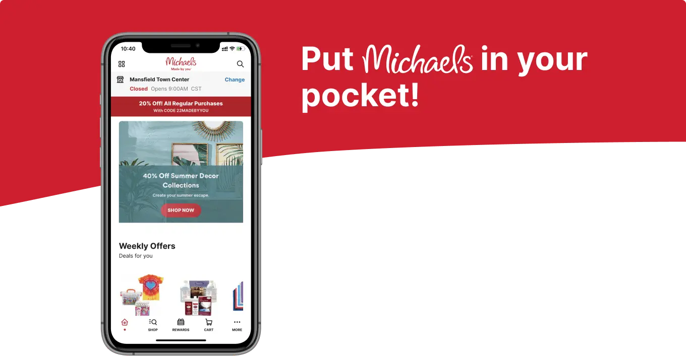 Image of the Michaels app